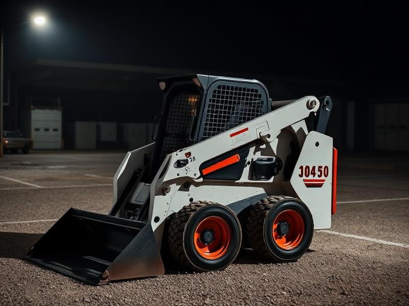 Skid steer parked outside the repair shop